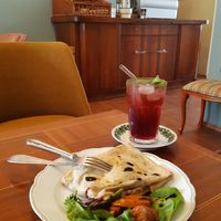 From the weekly menu: savoury crepe with cream cheese and homemade lemonade at V-Cake Cafe in Dresden