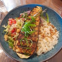 Aubergine Poke bowl at The Colonial in Newquay