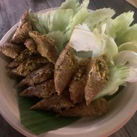 Northern Thai sausage   at Lanna Square Vegan in Chiang Mai