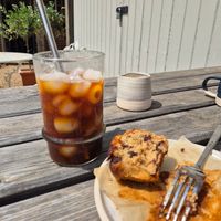 Iced americano and miso banana muffin at The Refill Barn - Cafe in Saffron Walden