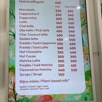 Cow milk as an option for coffees   at Fluo in Belgrade