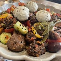 Cretan bowl with almond cheesee  at Tiny Rebels in Crete