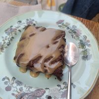 Brownie with caramel at Tiny Rebels in Crete
