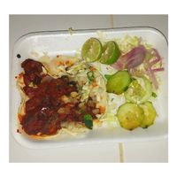 Mushroom Adobada (To-Go box, presentation shuffled in transport) at Taqueria La Esquina in Tucson