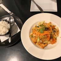 Veganised stir fry and steamed rice   at The Oneh Jurien in Jurien Bay