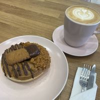 Salted caramel donut with lotus biscuit topping   at La Donuteria in Dubai