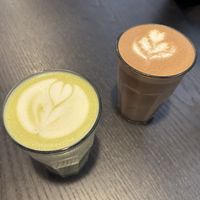 Matcha latte and mocha   at Cafe Hagen in Seattle