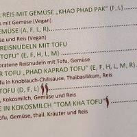 Veganes Angebot, leider war der Papaya Salat aus at Mali Thai Küche in Vienna