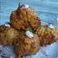 Koussa - zucchini and corn fritters at Sana Middle Eastern Restaurant in Fremantle