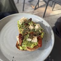 Avocado and vegan feta toast  at Nancy Eatery in Pakenham