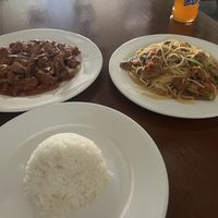 Vegan Tocino and Vegan Pasta  at Chill Out Hostel in Boracay