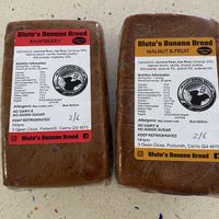 Raspberry and Walnut banana breads - ingredients   at Bluto's Banana Bread in Mossman