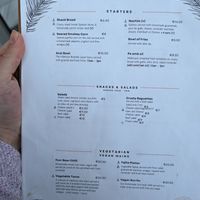 Menu at The Coconut Shack in Mallorca