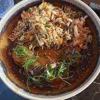 This is whatever menu option has “vegan meatballs,” and it was good but my least favorite thing I ate there.  at Lady Bongo in Madrid