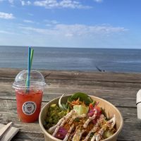 Naked rice bowl & strawberry slushhy  at Guac&Mole in Sheringham