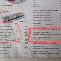 Maki menu at Shokudo in Nairobi