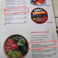 Poke bowl menu at Shokudo in Nairobi