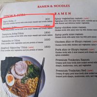 Noodles menu at Shokudo in Nairobi