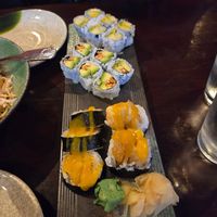 Tempura banana roll, peanut avocado roll, mango avocado cucumber roll at Sushi And Thai in Dunmore