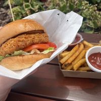‘Chicken’ burger with ‘honey’ sauce. Sensational!!!  at Grassfed in Brisbane