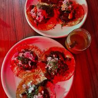 We were seated right near a pink neon light which made it difficult to take good photos haha  at Segundo Piso in Bogota