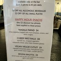 Happy hour menu  at Clay Pit in Austin