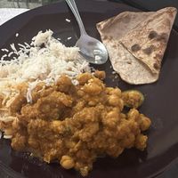 chana masala with rice and roti   at Clay Pit in Austin