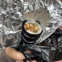 Vegan kimbap from restaurant outside of the market   at Traditional Market Mangwon Branch - 재래시장 망원점 슈퍼z in Seoul