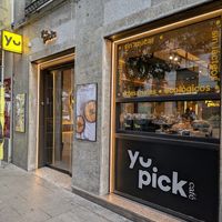 view from the street at Yupick Café in Madrid