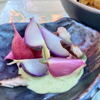 Radish and wasabi-like sauce, I think? at Departure Restaurant and Lounge in Portland