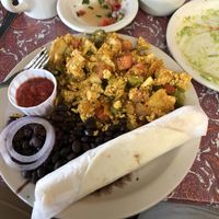 Migas w/Tofu!  I swapped the flour tortillas for corn.  at Magnolia Cafe - West in Austin