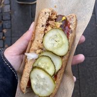 Vegan hotdog at Den Okologiske Polsemand - Food Stall in Copenhagen