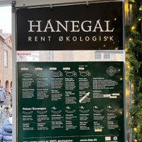 Menu board at Den Okologiske Polsemand - Food Stall in Copenhagen