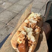 Vegan hotdog  at Den Okologiske Polsemand - Food Stall in Copenhagen