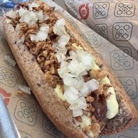 Vegan hotdog  at Den Okologiske Polsemand - Food Stall in Copenhagen