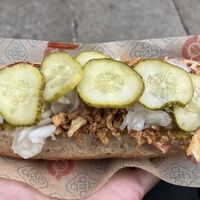 Roasted hot dog  at Den Okologiske Polsemand - Food Stall in Copenhagen