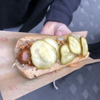 Dansk Pølse with everything at Den Okologiske Polsemand - Food Stall in Copenhagen