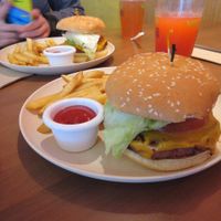  Beyond Burger with fries at Veggie Grill by Next Level in La Jolla