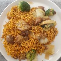 Chow mein vegan pork at 105 Cantonese Takeaway in Wilmslow