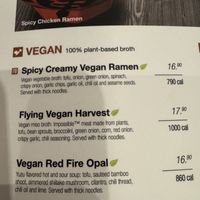 Vegan Ramen Options  at JINYA Ramen Bar in Oklahoma City