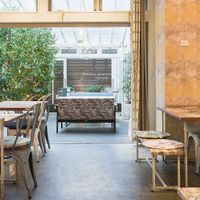 Inside the cafe/terrace at Tomoyasu Seisakusyo Cafe & Bar Abeno - 友安製作所 Cafe & Bar 阿倍野 in Osaka