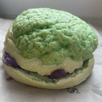 Pandan bolo bao with ube jam   at Craving Asian in Newcastle Upon Tyne