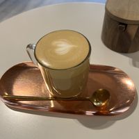 Cappuccino with oat milkk  at Coffee Space in Madrid