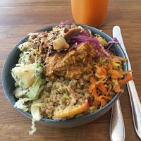 Salads and juice at Fika in Aarhus