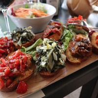 Various bruschettas  at Tenuta Santo Pietro in Pienza