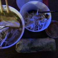 Takeout pho and fresh rolls. Poor lighting because I was in a dark room at the time.  at Thuy's Noodle Shop in Bisbee
