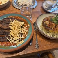 Gheimeh bademjoon stew & sabzi polo  at Delbar Middle Eastern in Alpharetta