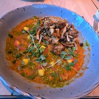 Dahls, mushrroms and cauliflower at Choux Gras Brasserie Culinaire  in Mont-tremblant