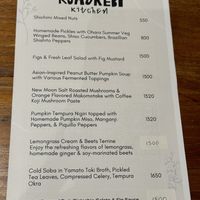 Menu  at Komorebi Kitchen in Kyoto
