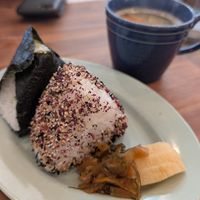 Rice balls and miso set at Pivot BASE Cafe & Bar ＠Dotonbori in Osaka